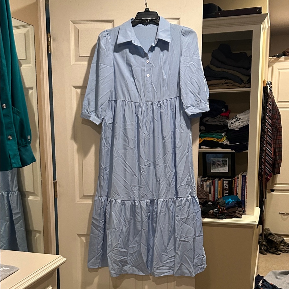 SHEIN Light Blue Button-Up Dress